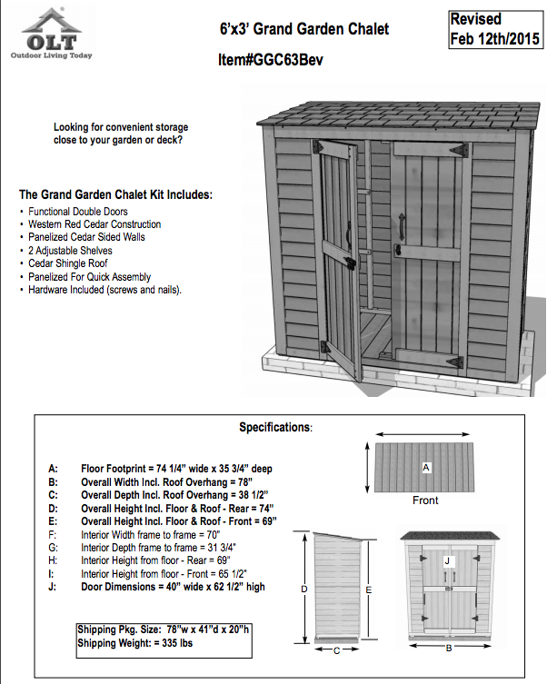 Outdoor Living Today 6x3 Grand Garden Chalet Epic Sheds