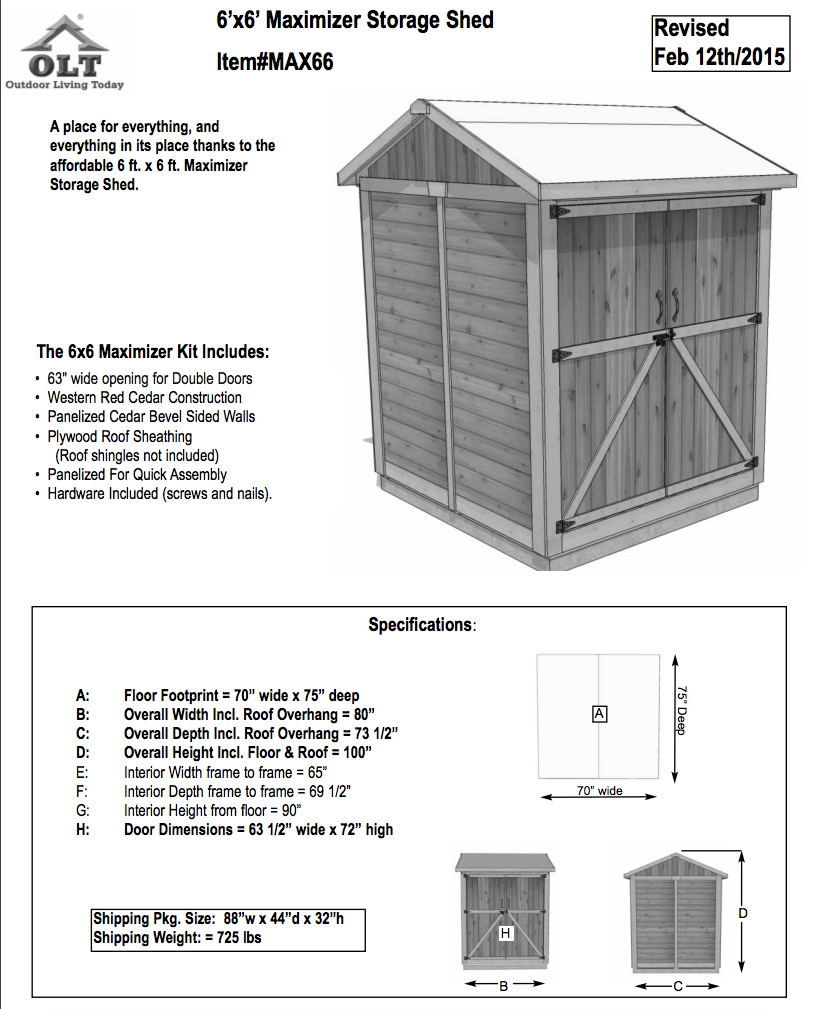Outdoor Living Today 6x6 Maximizer Storage Shed Epic Sheds